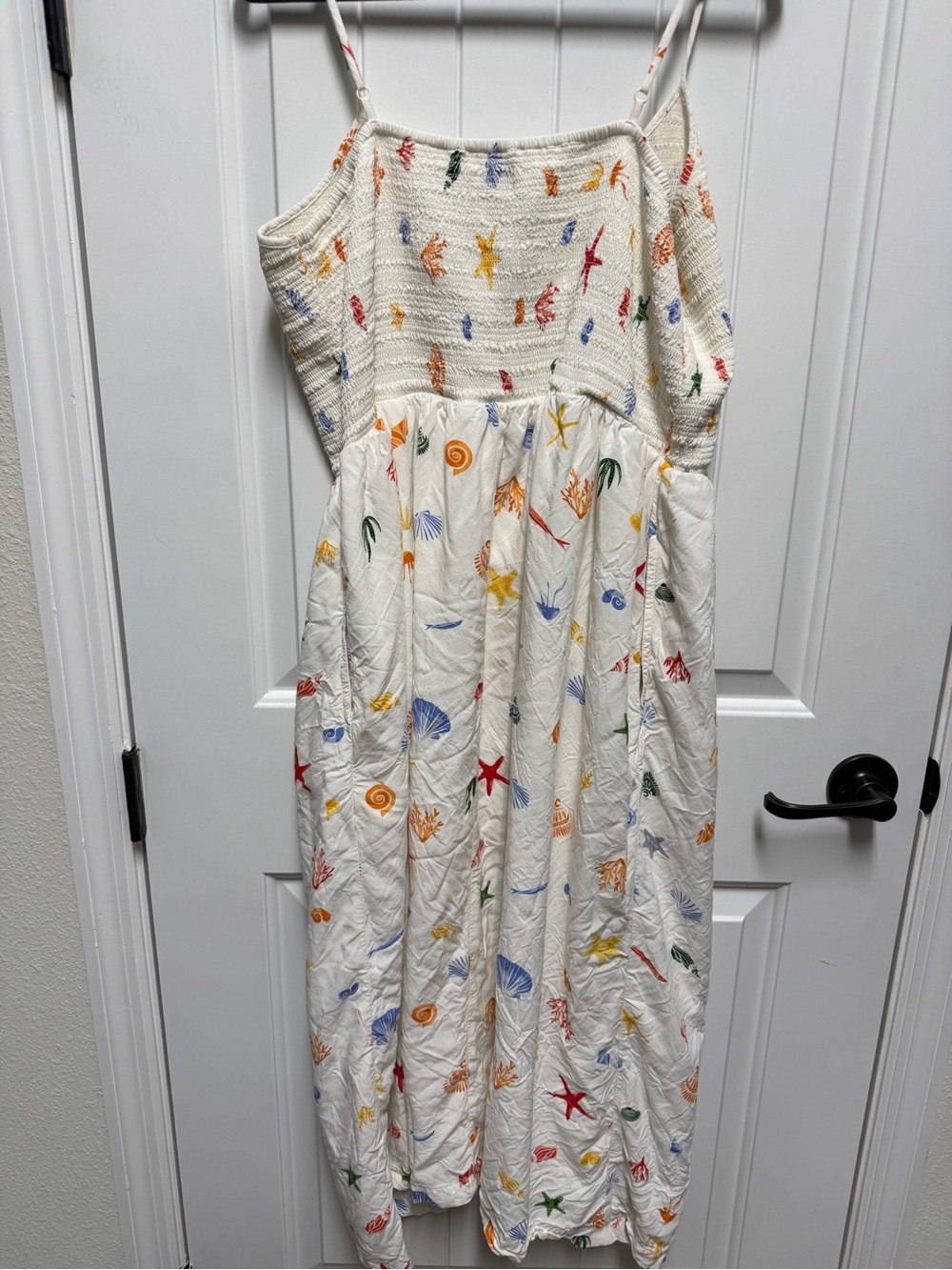 XL White Patterned Maxi Dress. Ocean/Sea Themed Print - Picture 4 of 5